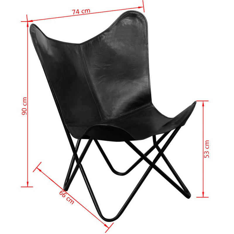 Butterfly Chair Real Leather - Black