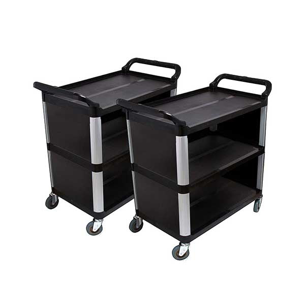 Soga 2X 3 Tier Covered Food Trolley Waste Cart Storage Kitchen Black