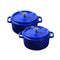 Soga 2X Cast Iron 24Cm Enamel Porcelain Stewpot With Lid Blue