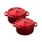 Soga 2X Cast Iron 22Cm Enamel Porcelain Casserole Stewpot With Lid Red