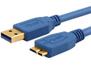 USB 3.0 Cable 2m - Type A Male to Micro B Blue Colour
