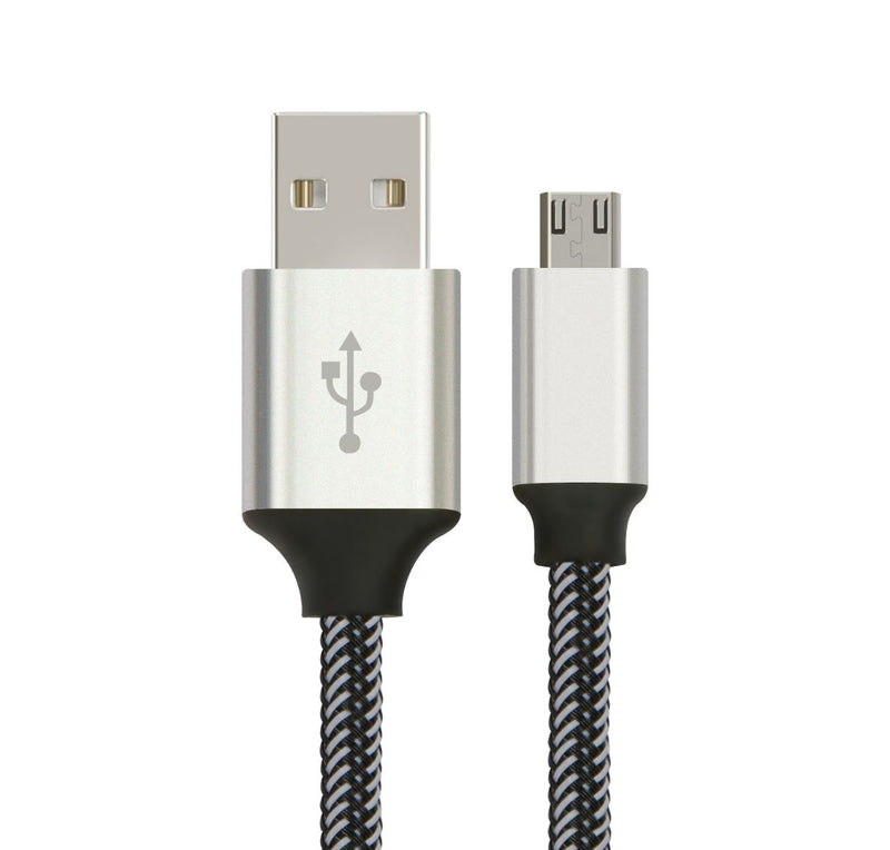 Micro USB Data Sync Charger Cable Cord Silver White