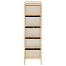 Cedar Wood Storage Rack with 5 Beige Fabric Baskets
