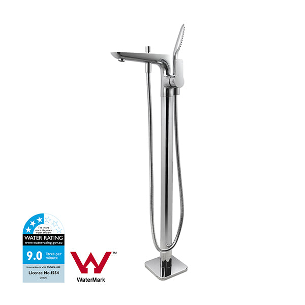 Freestanding Bathtub Mixer With Handheld Shower Spout Floor Mounted
