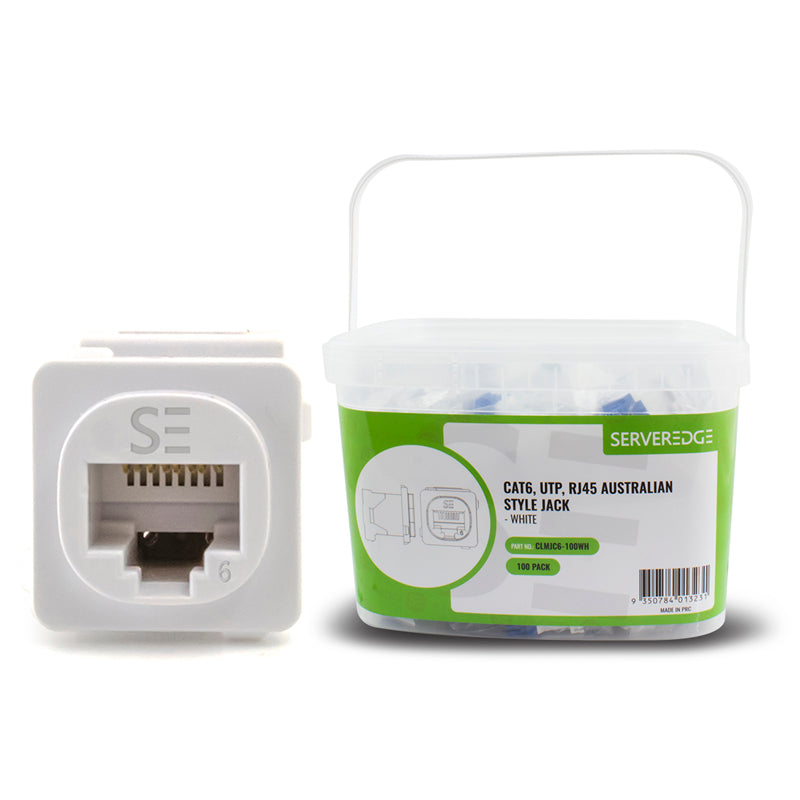 Serveredge Cat6 Utp Rj45 Australian Style Jack White
