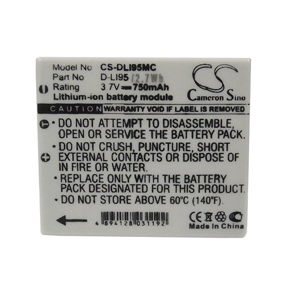 Cameron Sino Dli95Mc Battery Replacement For Pentax Camera