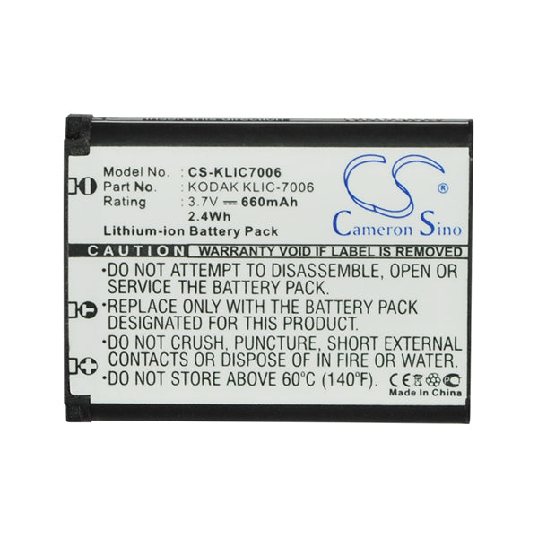 Cameron Sino Klic7006 Battery Replacement For Kodak Camera