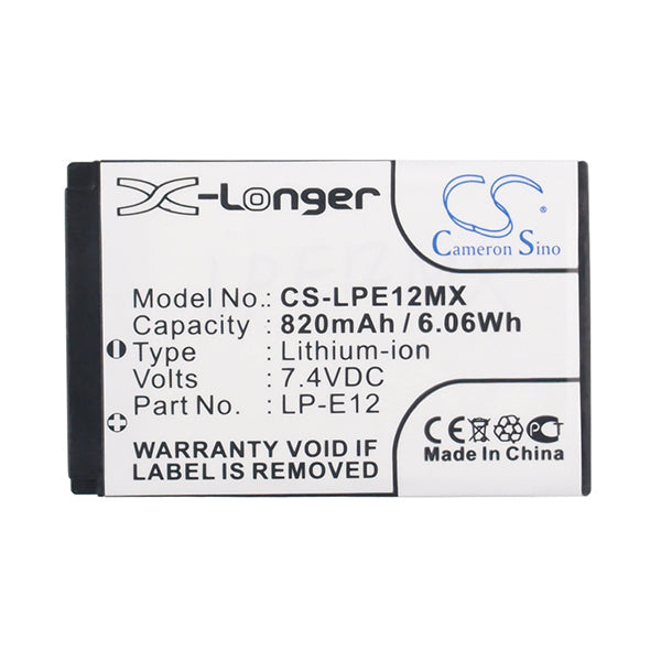 Cameron Sino Lpe12Mx Battery Replacement For Canon Camera