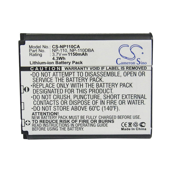 Cameron Sino Np110Ca Battery Replacement For Casio Camera