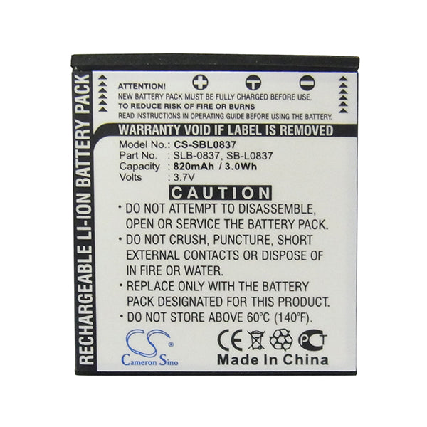 Cameron Sino Sbl0837 Battery Replacement For Samsung Camera