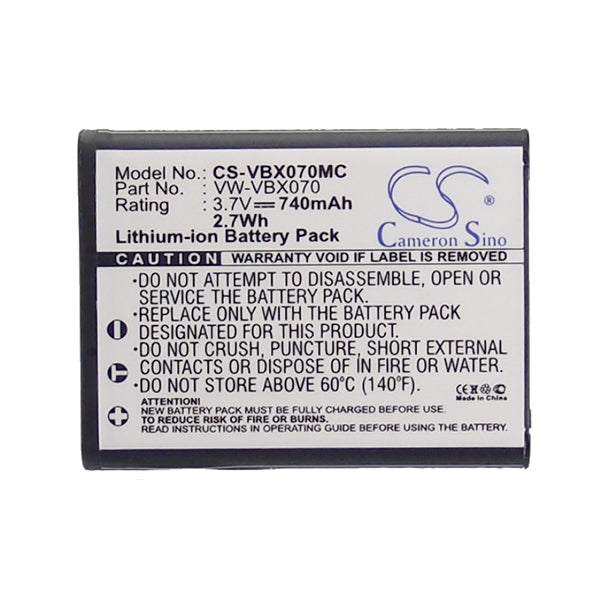 Cameron Sino Vbx070Mc Battery Replacement For Panasonic Camera