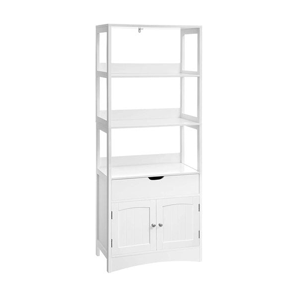 Floor Cabinet With Drawer 3 Open Shelves And Double Doors