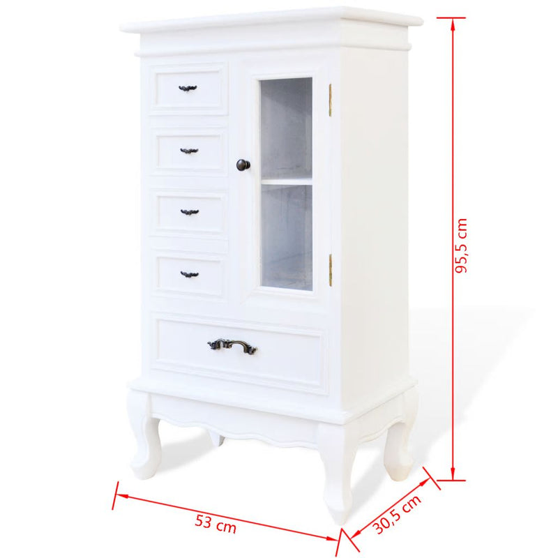 Cabinet With 5 Drawers 2 Shelves - White