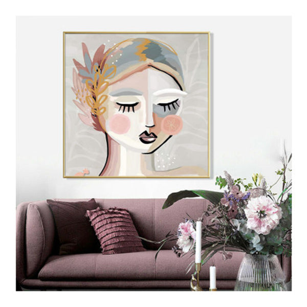 Calm Girl Gold Frame Canvas Wall Art