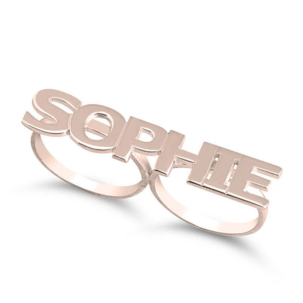 Capital Letters Two Finger Name Ring
