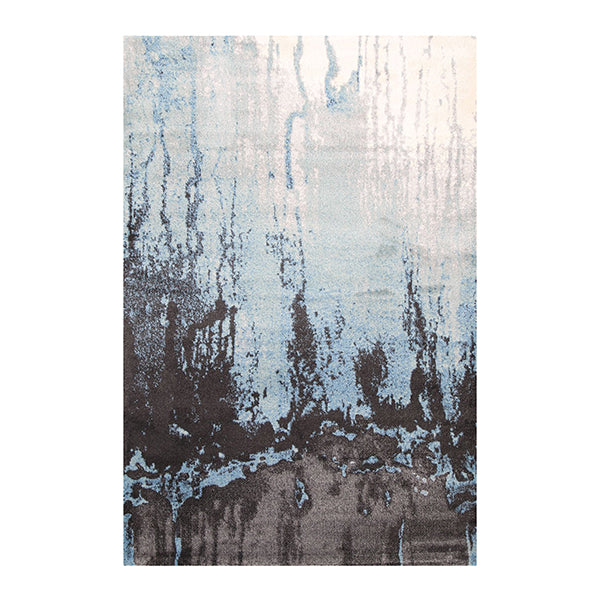 Grey And Blue Drip Abstract Rug