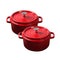 Cast Iron 26Cm Casserole Stew Cooking Pot With Lid 5L Red
