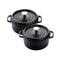 Cast Iron 24Cm Casserole Stew Cooking Pot With Lid Black