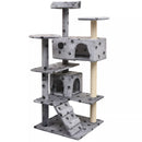 125 Cm Cat Tree With Sisal Scratching Posts Paw Prints - Grey
