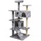 125 Cm Cat Tree With Sisal Scratching Posts Paw Prints - Grey