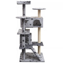 125 Cm Cat Tree With Sisal Scratching Posts Paw Prints - Grey