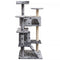 125 Cm Cat Tree With Sisal Scratching Posts Paw Prints - Grey