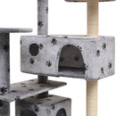 125 Cm Cat Tree With Sisal Scratching Posts Paw Prints - Grey