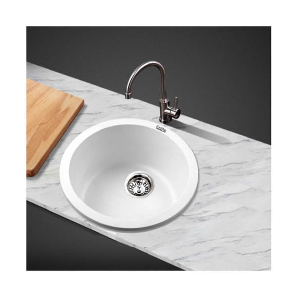Topmount Granite Stone Kitchen Sink White 440x190mm
