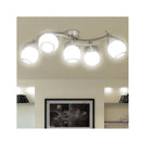 Ceiling Lamp With Glass Shades On Waving Rail For 5 E14 Bulb