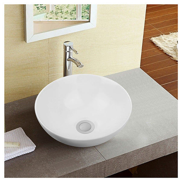 Ceramic Basin Round Bowl Hand Wash Vanity Sink Gloss White