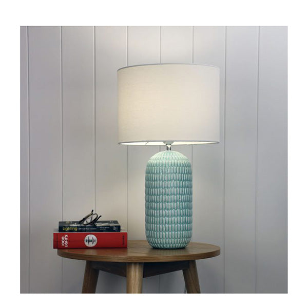 Ceramic Table Lamp With Shade Pale Blue