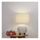 Ceramic Textured White Table Lamp With Shade