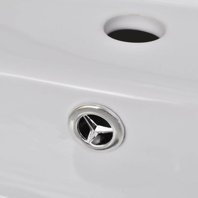 Ceramic Basin Square With Overflow And Faucet Hole 41 x 41 Cm