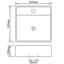 Ceramic Basin Square With Overflow And Faucet Hole 41 x 41 Cm