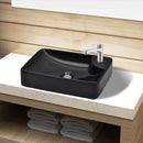 Ceramic Bathroom Sink Basin With Faucet Hole - Black