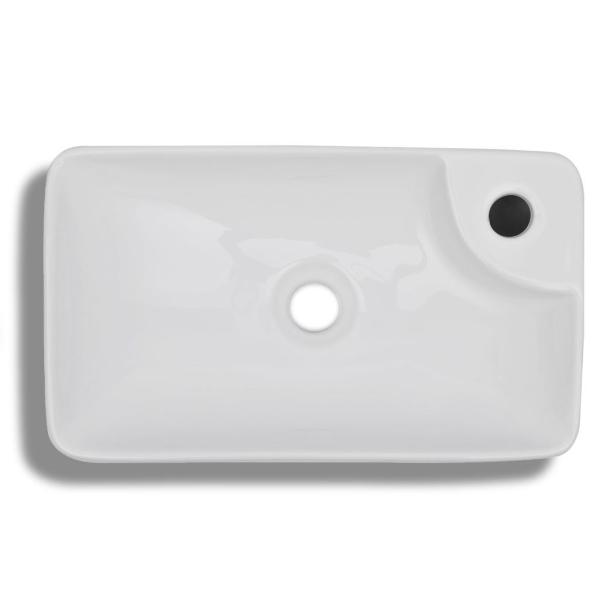 Ceramic Bathroom Sink Basin With Faucet Hole - White