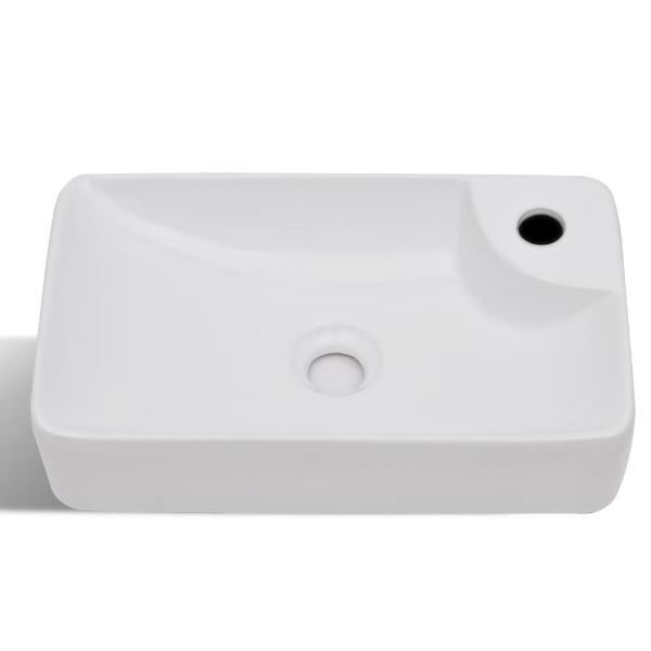 Ceramic Bathroom Sink Basin With Faucet Hole - White