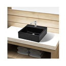 Ceramic Bathroom Sink Basin With Faucet Hole Black Square