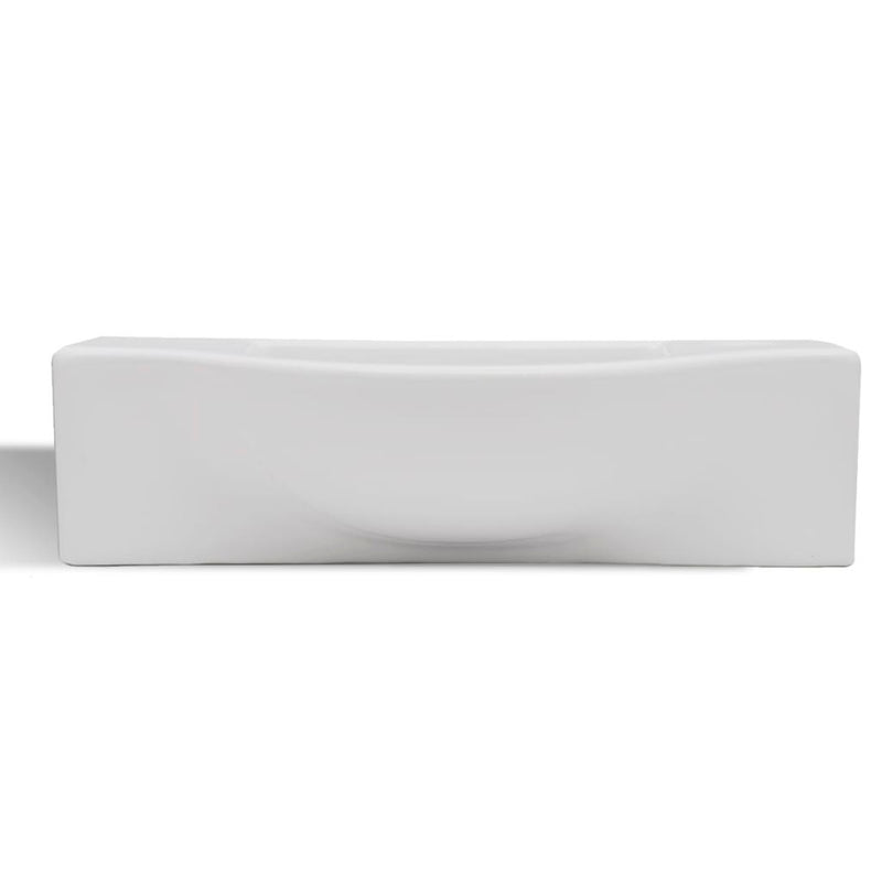 Ceramic Bathroom Sink with Faucet Hole - White