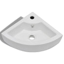 Ceramic Corner Bathroom Sink with Faucet & Overflow Hole - White