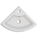 Ceramic Corner Bathroom Sink with Faucet & Overflow Hole - White