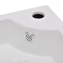 Ceramic Corner Bathroom Sink with Faucet & Overflow Hole - White