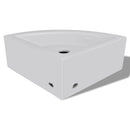 Ceramic Corner Bathroom Sink with Faucet & Overflow Hole - White