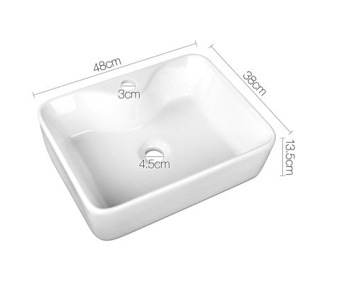 Ceramic Sink Rectangle White 480 x 380