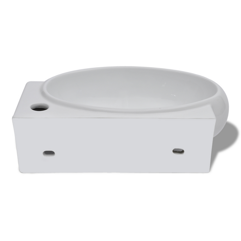 Ceramic Sink with Faucet & Overflow Hole - White