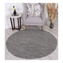 Simple Charcoal Round Wool Rug