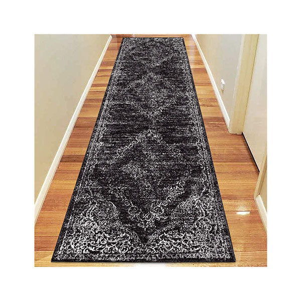 Charm Dark Grey Hallway Runner Rug