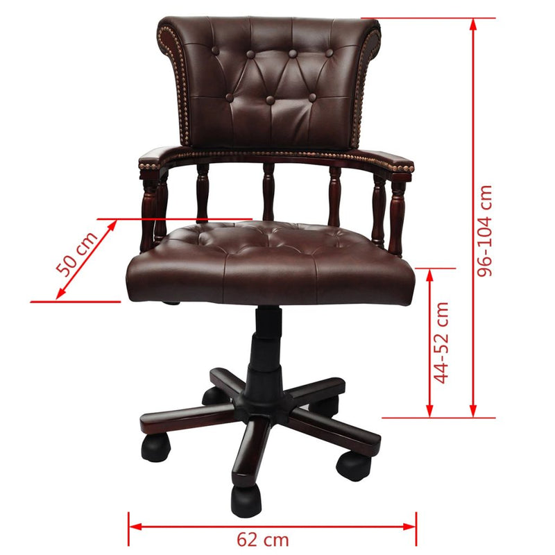 Chesterfield Captains Swivel Office Chair - Brown