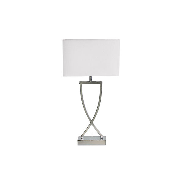 Chrome Stylish Bedside Lamp With Cotton Shade