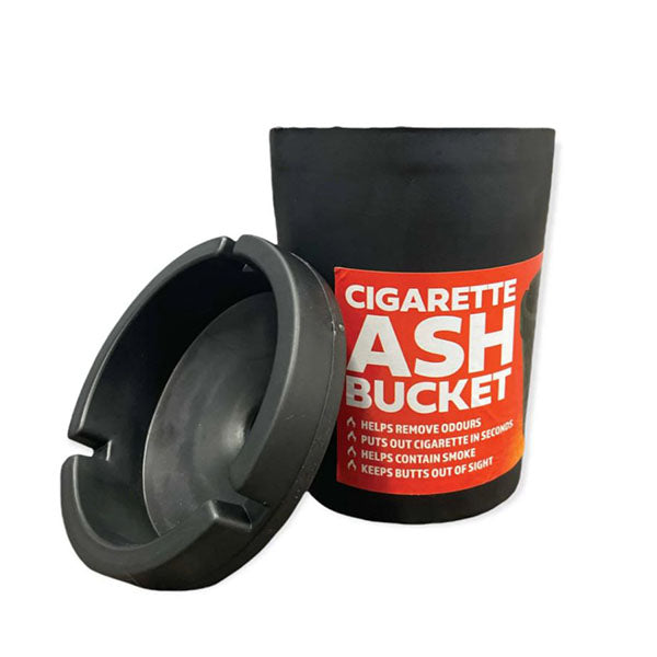 Cigarette Ashtray Bucket Black With Lid Large